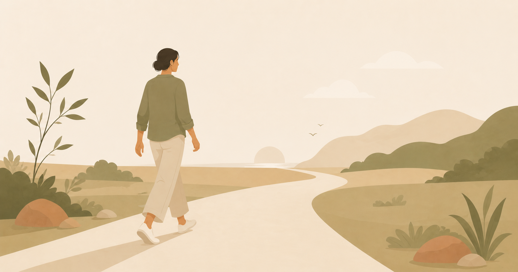 Person confidently taking a first step forward on a clear path