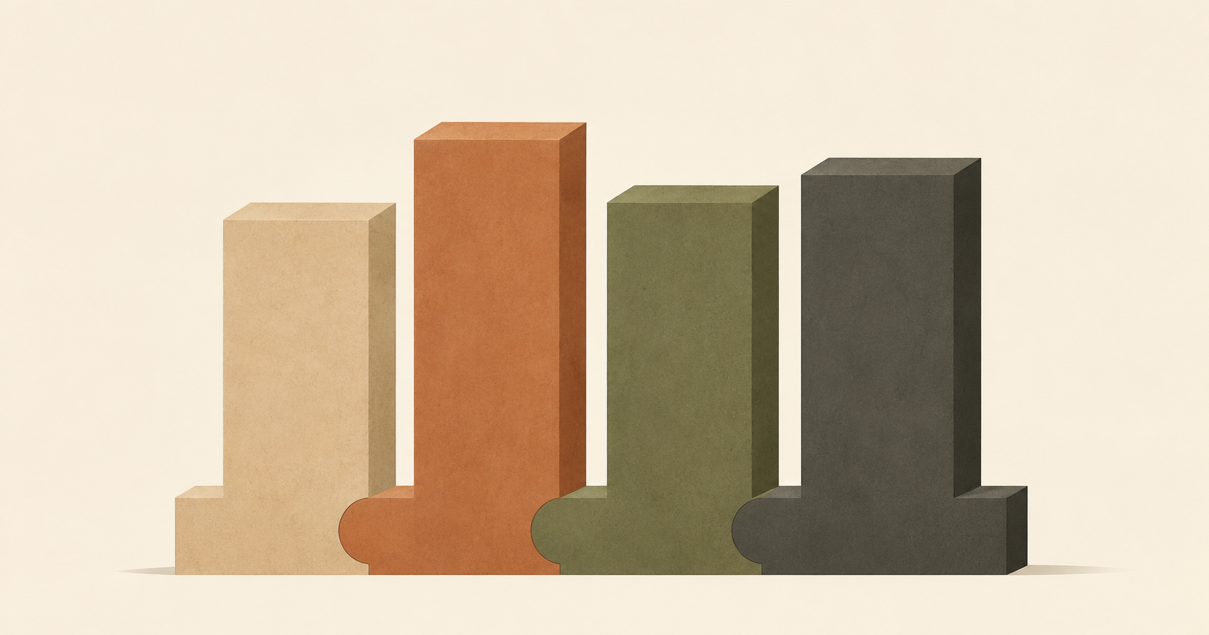 Abstract illustration of four interlocking pillars representing a foundational framework